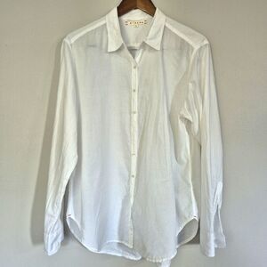 Xirena Anthropologie White Cotton Button Down Shirt Academia Medium